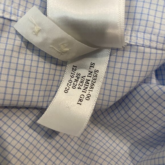 Banana Republic Slim Fit Non-Iron Dress Shirt — Blue Mini Grid (Men’s M) - Picture 4 of 10
